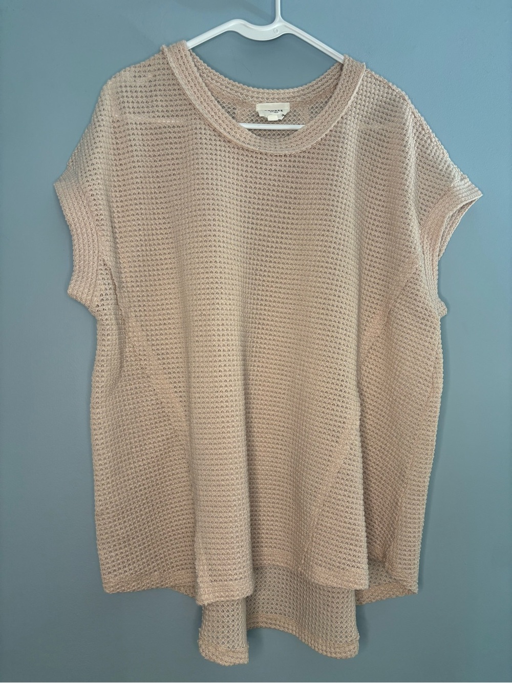 Andree By Unit Open Waffle Knit Top Tunic Raw Edge Detail Oversized Size Small
